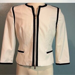 Calvin Klein White Blazer with Black Trim